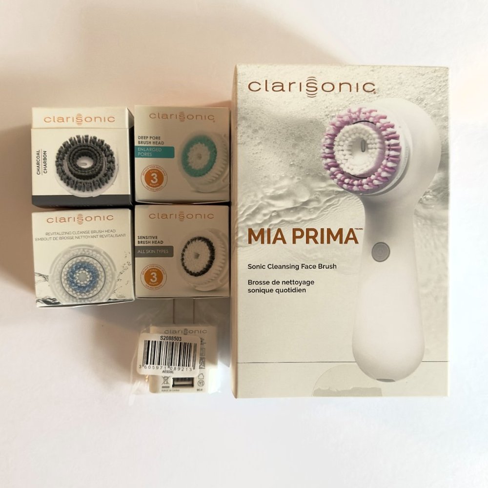 Clarisonic Mia Prima Sonic Facial Cleansing bundle - WHITE (W/ 5 Brush Heads) - Picture 14 of 14